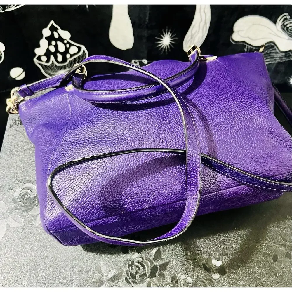 Coach Chicago Ellis Tote Purple Pebbled Leather Gold Hardware 33961 Shoulder Bag